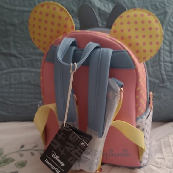 Disney Pink and Yellow Polka Dot Kids Backpack - Picture 2 of 6